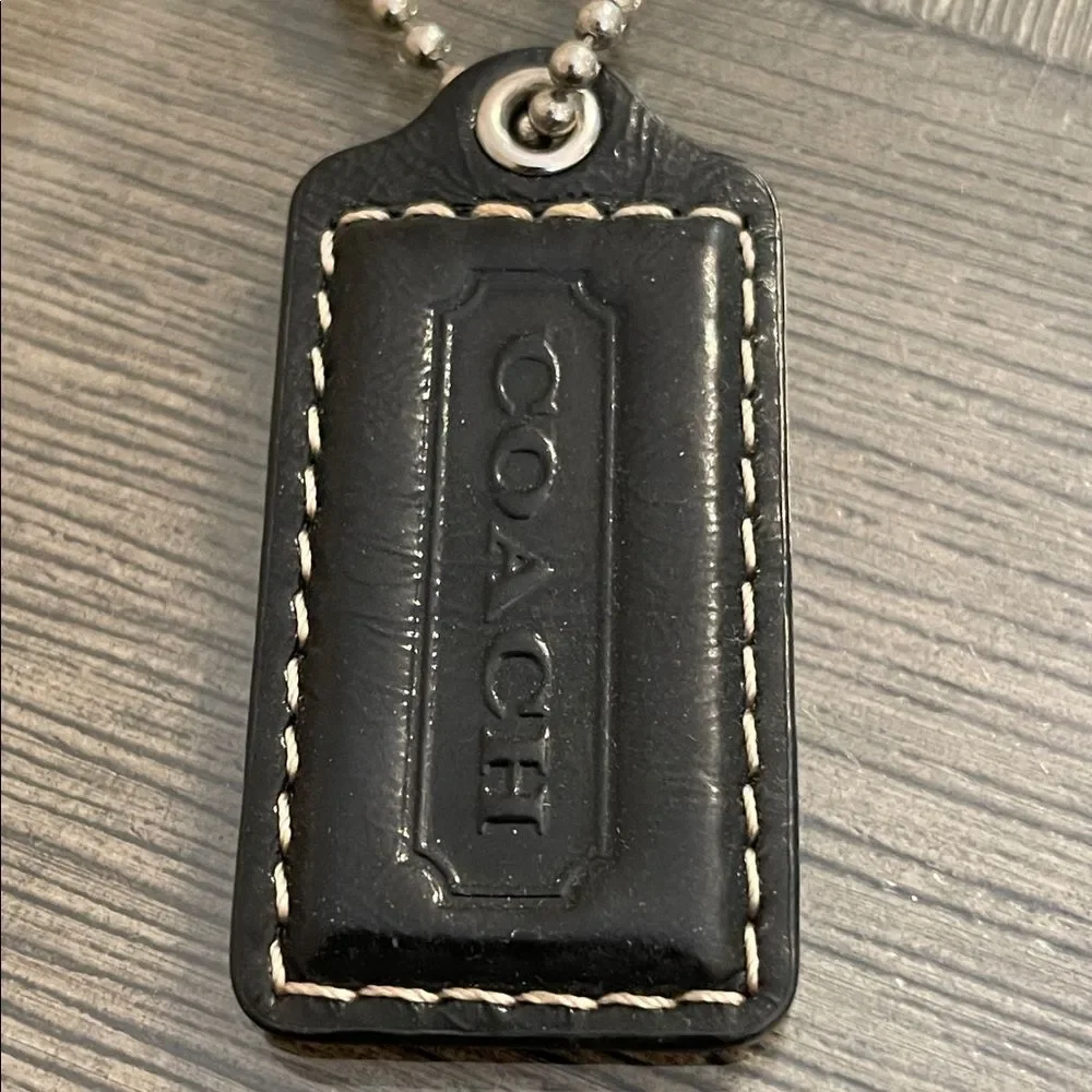 Coach Black Leather Hangtag - Key Chain